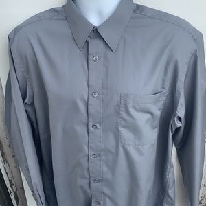 Men’s Long Sleeve Button Up Shirt Grey Size 16.5